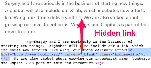Hidden Links Are An SEO NO NO
