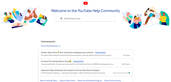 YouTube FAQ Pages