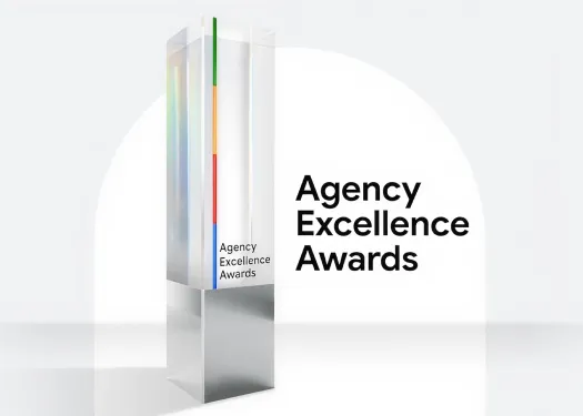 Google Agency Excellence Awards trophy on a white background.