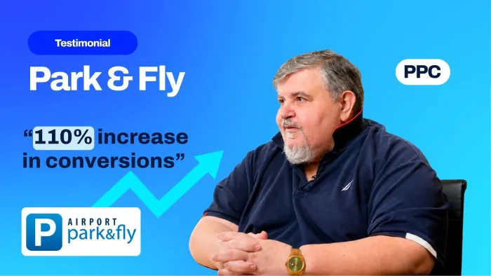 Airport Park & Fly testimonial thumbnail: 110% increase in conversions through PPC