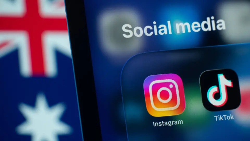 Instagram and TikTok apps shown against an Australian flag, representing social media algorithm opt-out changes in Australia