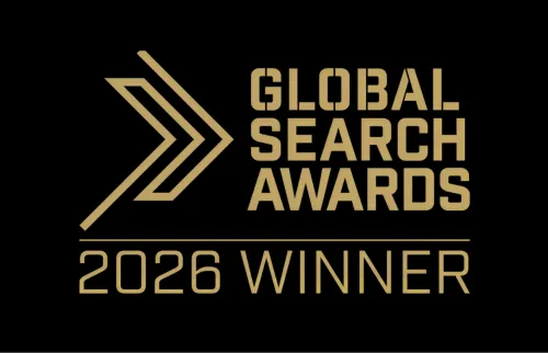 Global Search Awards 2026 trophy for Best Global Large PPC Agency, awarded to Online Marketing Gurus