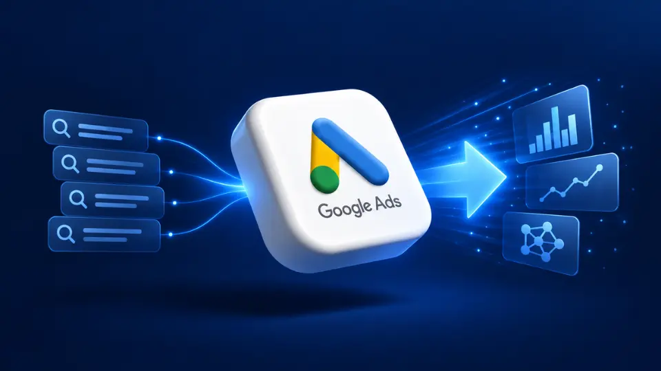 Google Ads graphic showing Search campaigns moving towards AI-powered campaign optimisation